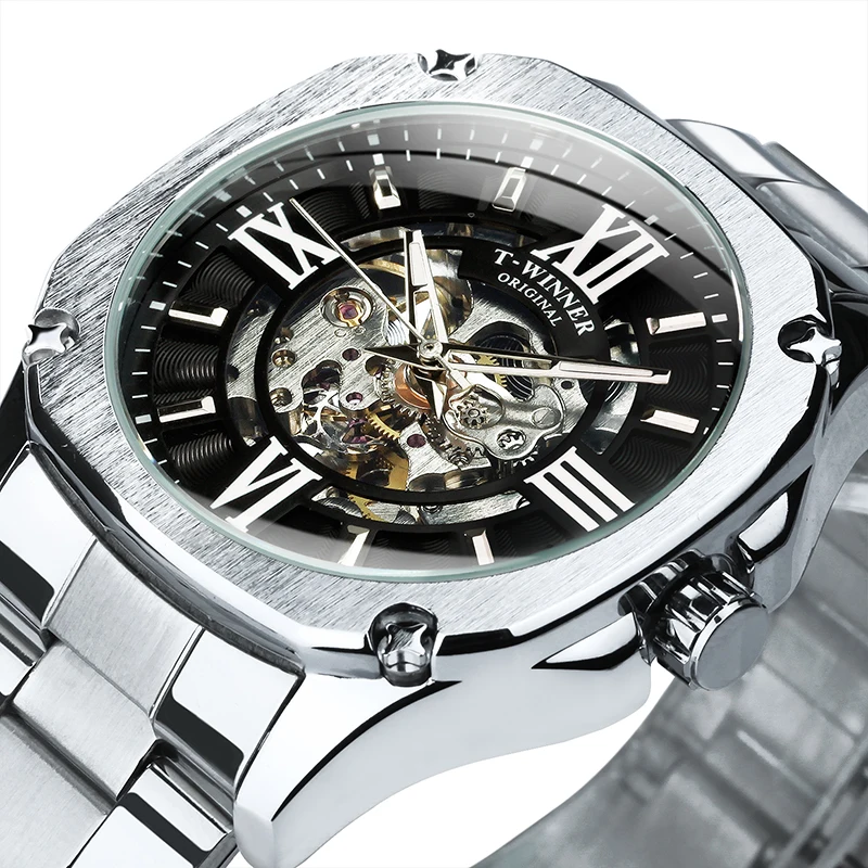 Winner Reloj WINNER reloj mecánico automático con esqueleto cuadrado para hombre ...
